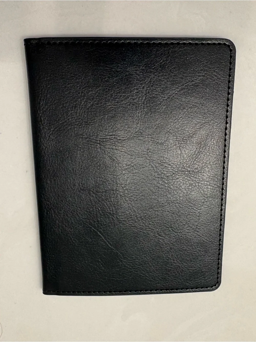 NEW Black Onyx Vegan Leather Passport Holder Embossed Document Window Midnight